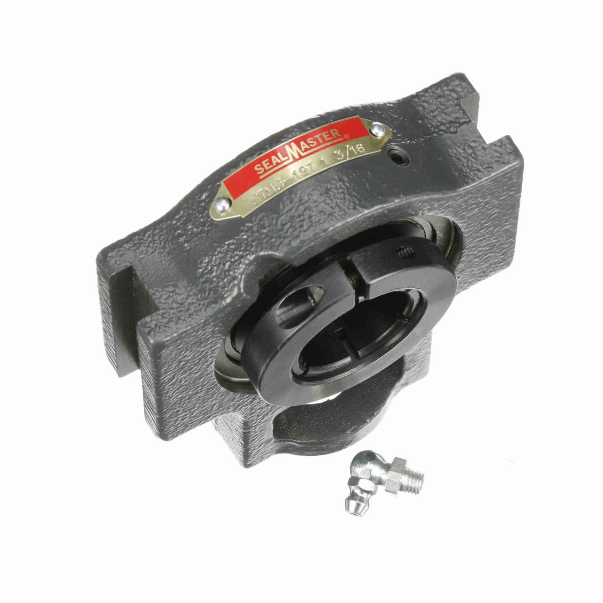 Sealmaster Mounted Cast Iron Wide Slot Take Up Housing & Frame Assembly Ball Bearing - 52100 Bearing Steel, Black Oxided - Concentric Lock - STMH-19T