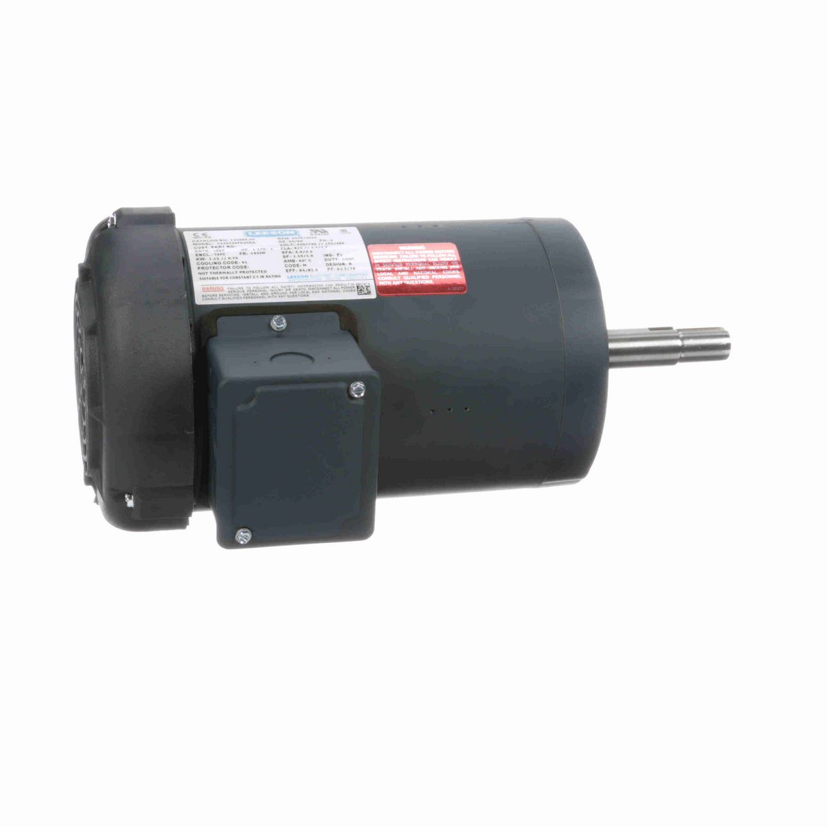 LEESON Close-Coupled Pump Motor, 1.50 & 1 HP, 3 Ph, 60 & 50 Hz, 230/460 & 190/380 V, 3600 & 3000 RPM, 143JM Frame, TEFC - 122086.00