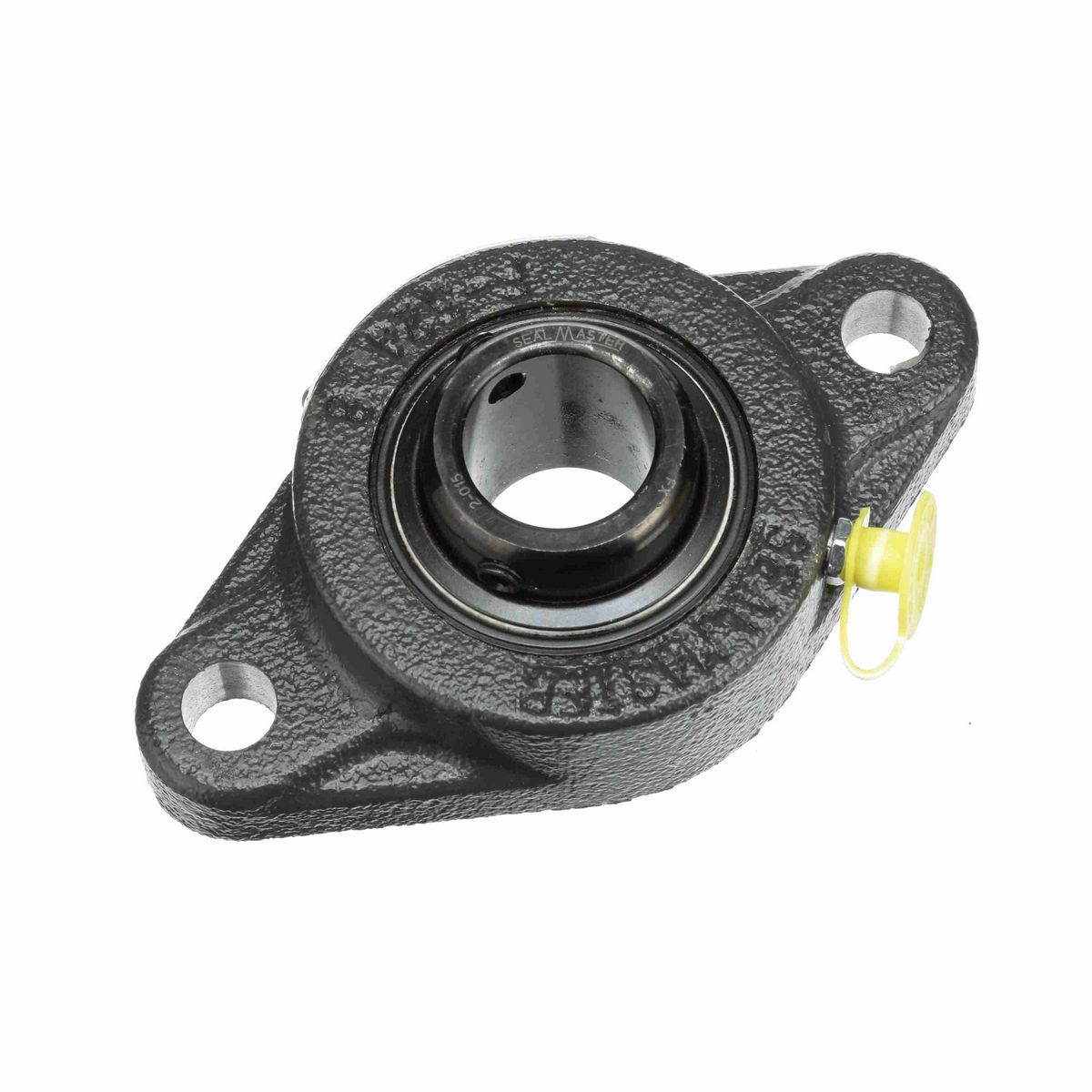 Sealmaster Mounted Cast Iron Two Bolt Flange Ball Bearing - 52100 Bearing Steel, Black Oxided - Setscrew Lock - SFT-15