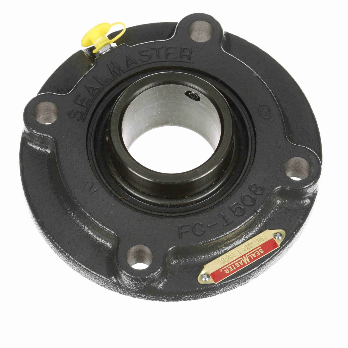 Sealmaster Mounted Cast Iron Flange Cartridge Ball Bearing - 52100 Bearing Steel, Black Oxided - Setscrew Lock - SFC-27C