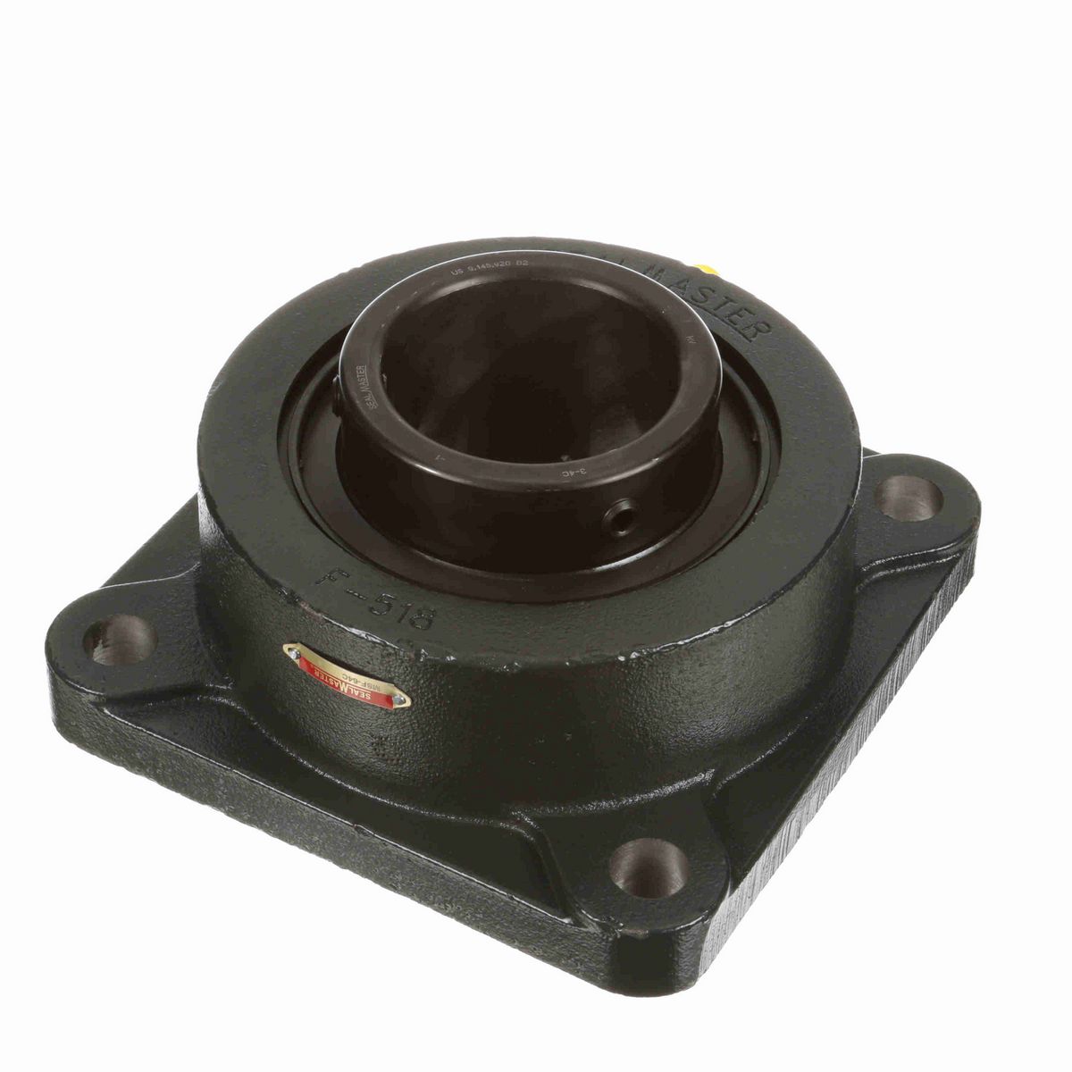 Sealmaster Mounted Cast Iron Four Bolt Flange Ball Bearing - 52100 Bearing Steel, Black Oxided - Setscrew Lock - MSF-64C