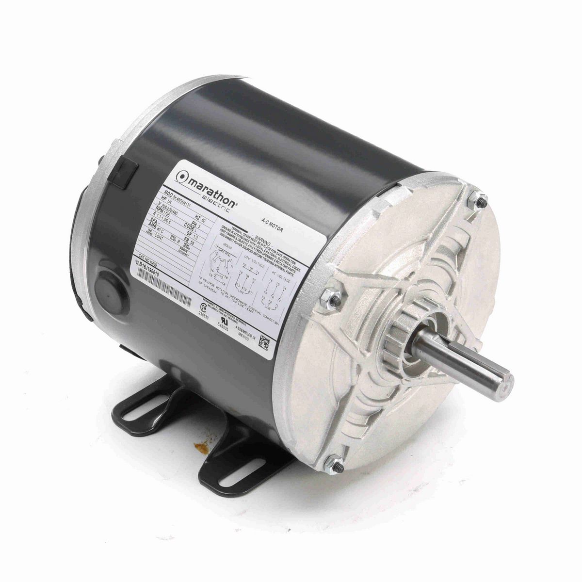LEESON General Purpose Motor, 0.25 HP, 3 Ph, 60 Hz, 208-230/460 V, 1800 RPM, 56 Frame, TENV - K439