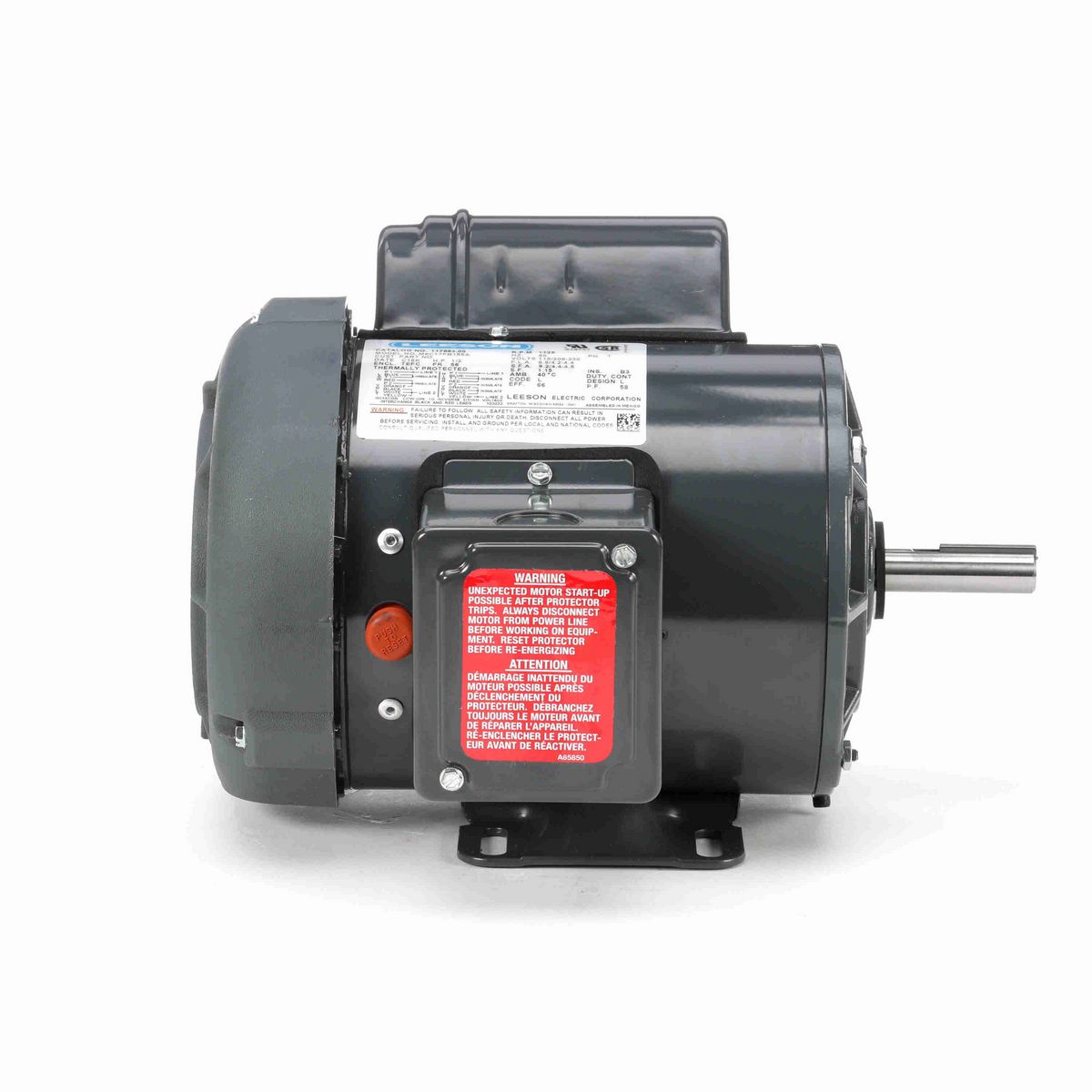 LEESON Agricultural Motor, 0.50 HP, 1 Ph, 60 Hz, 115/230 V, 1800 RPM, 56 Frame, TEFC - 117863.00