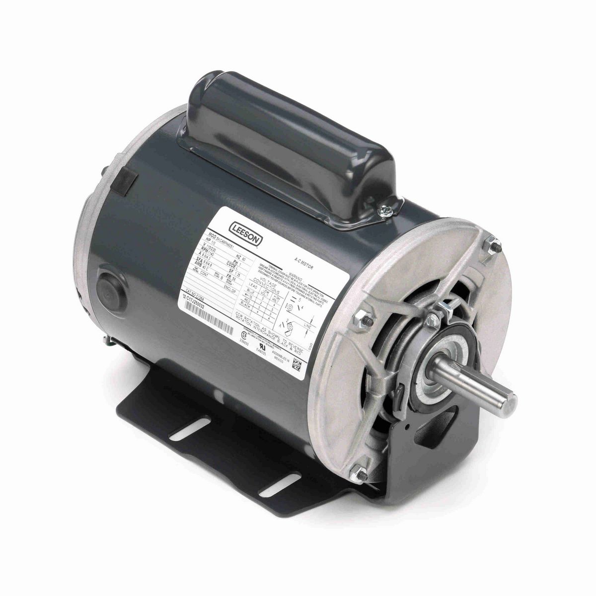 LEESON General Purpose Motor, 0.33 HP, 1 Ph, 60 Hz, 115/230 V, 1200 RPM, 56 Frame, DP - C1258