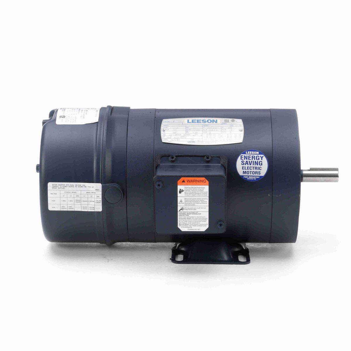 LEESON Brake Motor, 0.50 HP, 3 Ph, 60 Hz, 230/460 V, 1800 RPM, 56C Frame, TENV - 110670.00