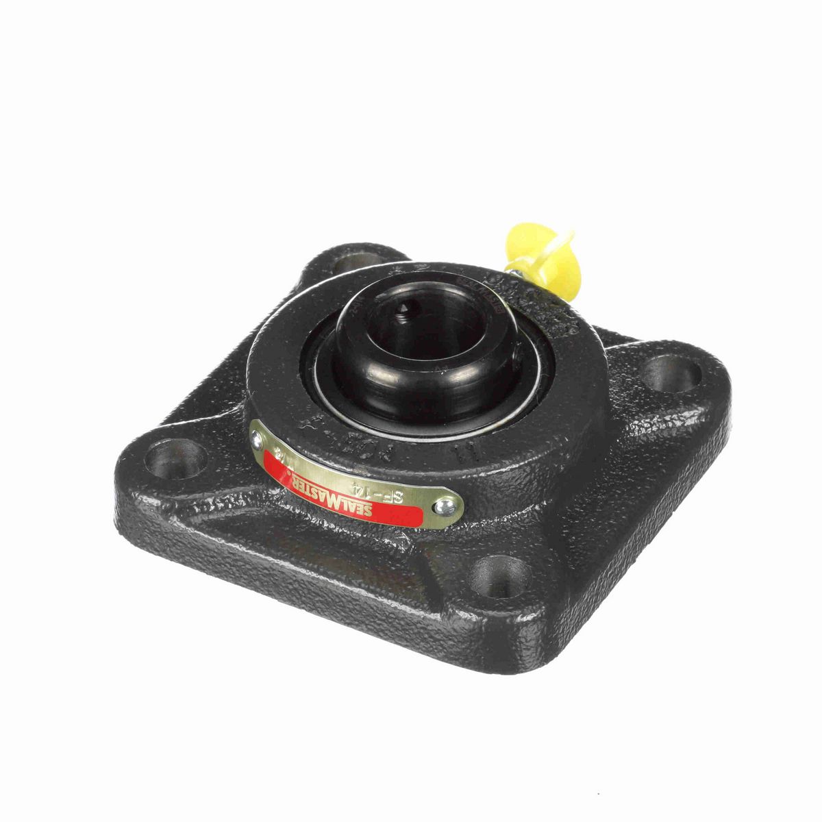 Sealmaster Mounted Cast Iron Four Bolt Flange Ball Bearing - 52100 Bearing Steel, Black Oxided - Setscrew Lock - SF-14