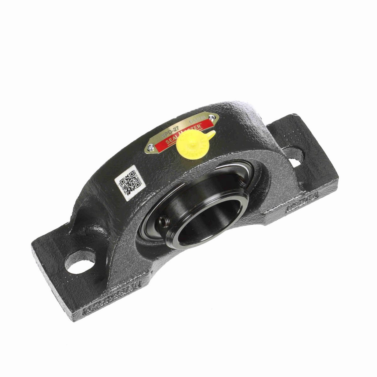 Sealmaster Mounted Cast Iron Two Bolt Pillow Block Ball Bearing - 52100 Bearing Steel, Black Oxided - Double Setscrew Lock - NPD-27