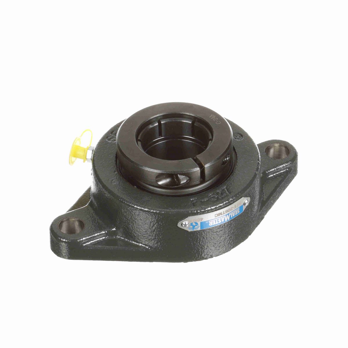 Sealmaster Mounted Cast Iron Two Bolt Flange Ball Bearing - 52100 Bearing Steel, Black Oxided - Concentric Lock - SFT-208TMC