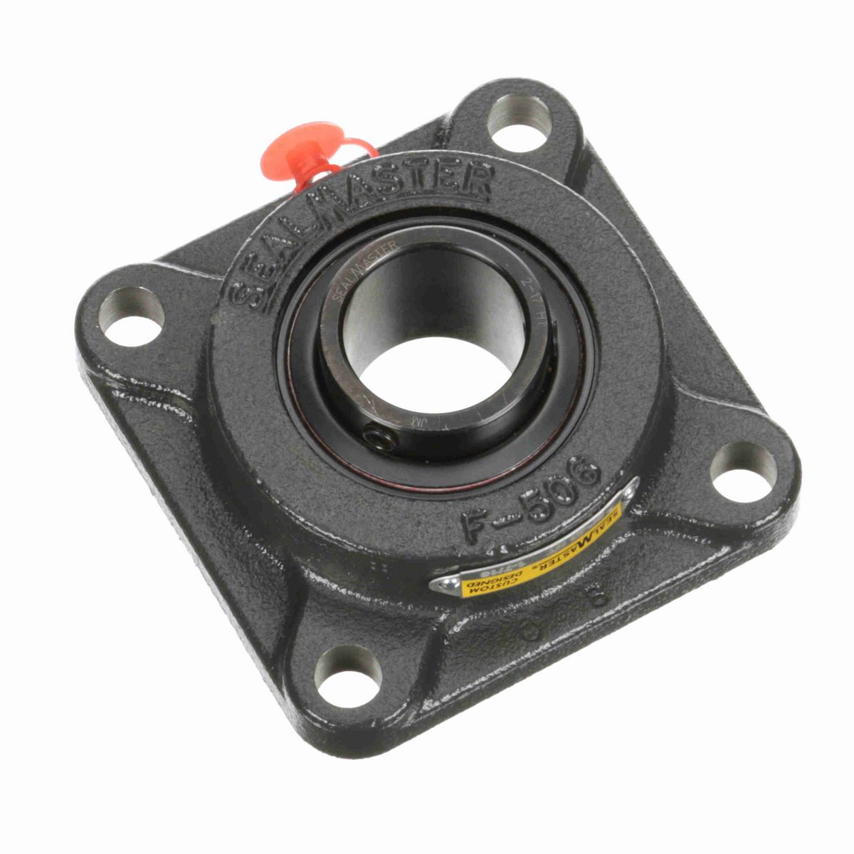 Sealmaster Mounted Cast Iron Four Bolt Flange Ball Bearing - 52100 Bearing Steel, Black Oxided - Setscrew Lock - High Temperature - SF-23 HT