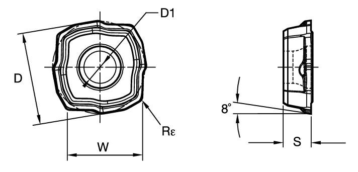 Drilling insert for Stainless Steel and Steel Kennametal Drill Fix PRO - Carbide Insert - Inboard - MS Geometry [7034300]