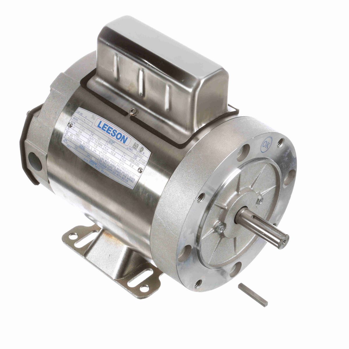 LEESON General Purpose Motor, 0.75 HP, 1 Ph, 60 Hz, 115/208-230 V, 1800 RPM, 56C Frame, TENV - 119216.00
