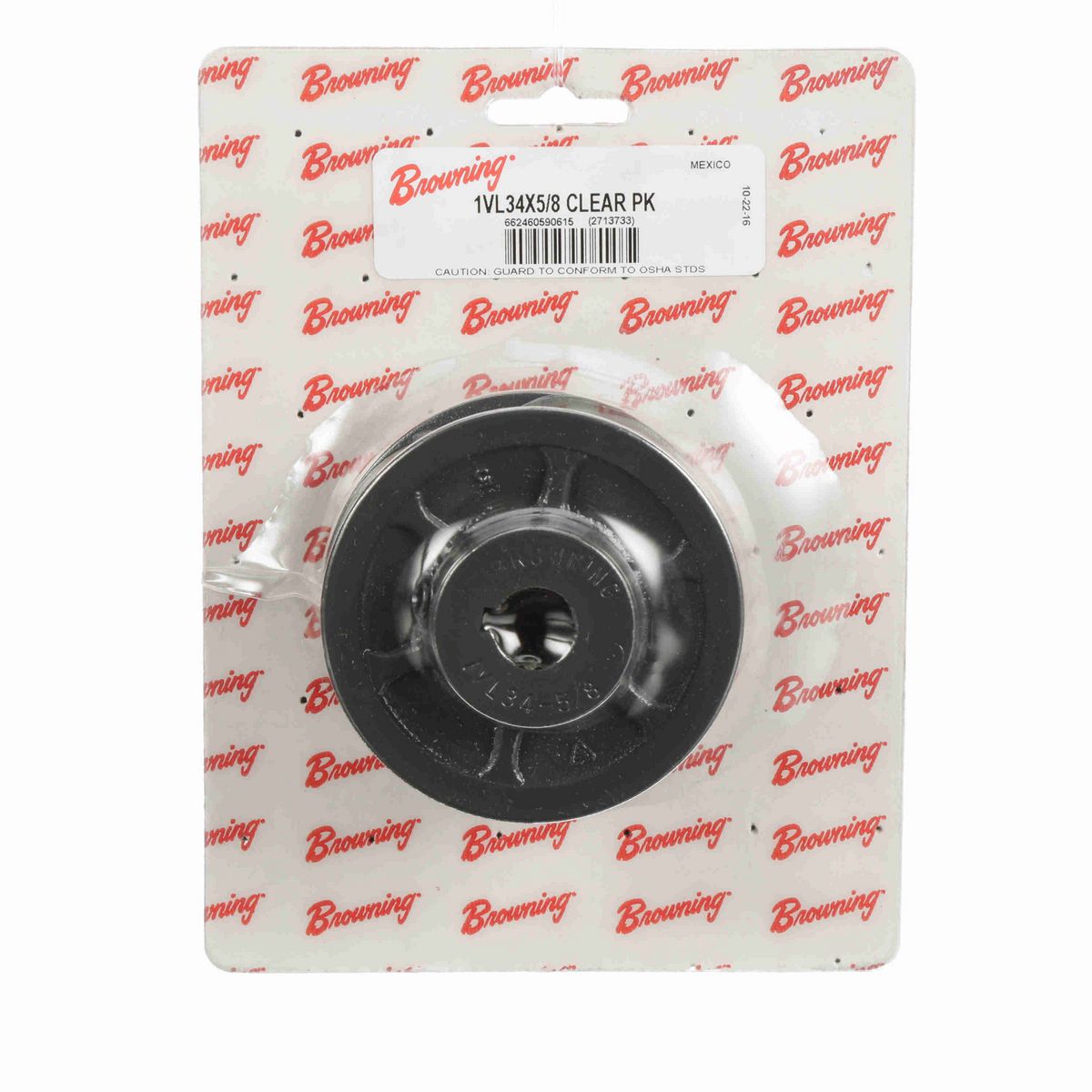 Browning 1 Groove Cast Iron Finish Bore FHP Variable Pitch Sheave Clear Pack - 1VL34X5/8 CLEAR PK