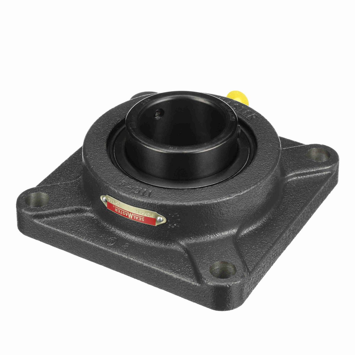 Sealmaster Mounted Cast Iron Four Bolt Flange Ball Bearing - 52100 Bearing Steel, Black Oxided - Setscrew Lock - MSF-36