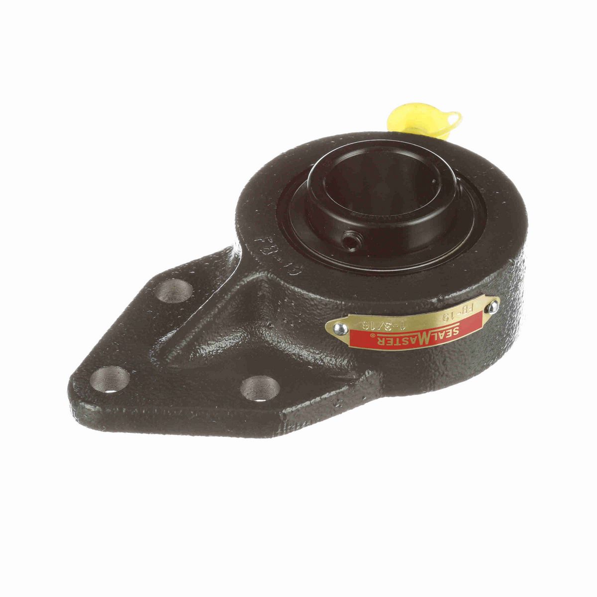 Sealmaster Mounted Cast Iron Three Bolt Flange Bracket Ball Bearing - 52100 Bearing Steel, Black Oxided - Setscrew Lock - FB-19