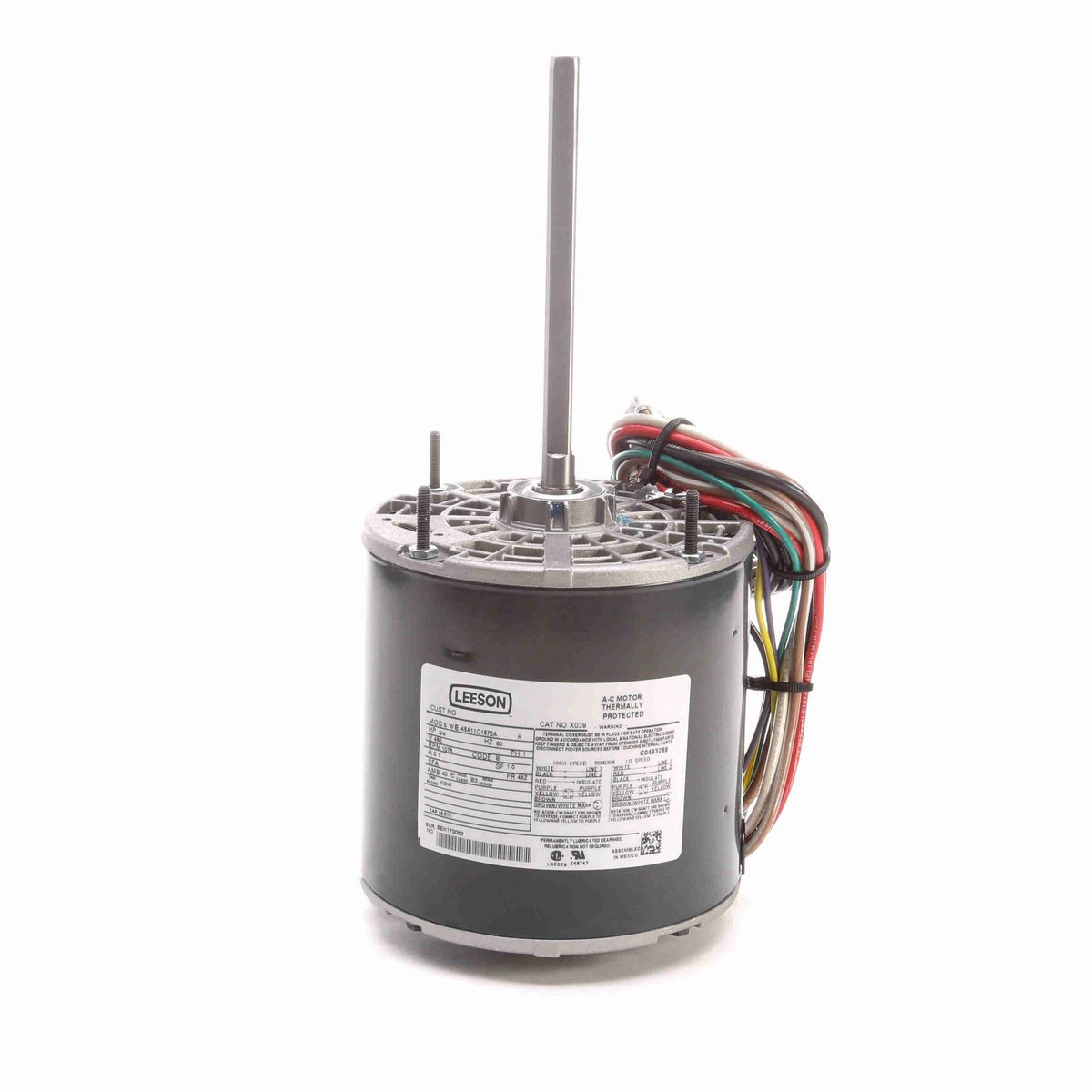 LEESON Fan and Blower Motor, 0.75 HP, 1 Ph, 60 Hz, 460 V, 1200 RPM, 48Z Frame, OPAO - X039