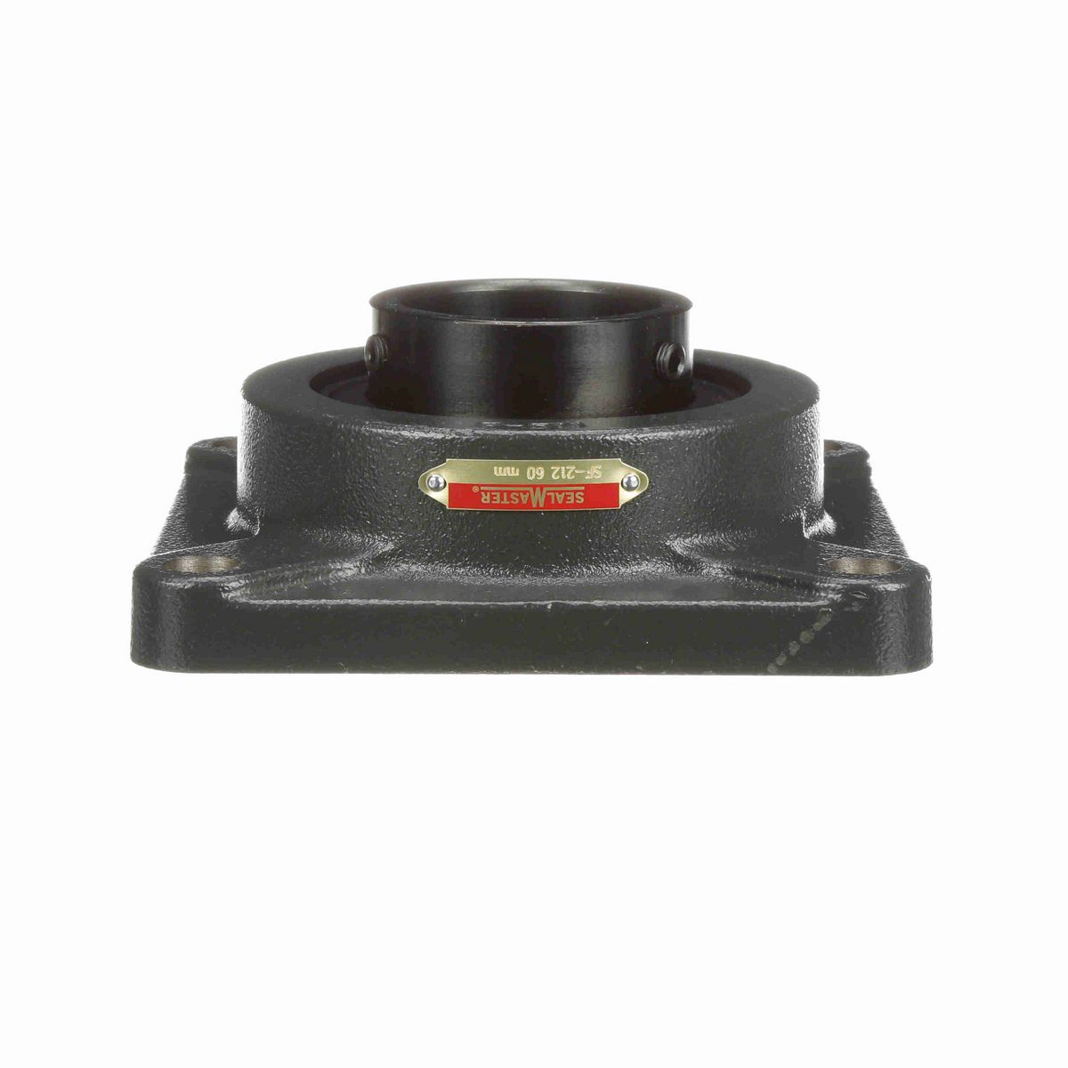 Sealmaster Mounted Cast Iron Four Bolt Flange Ball Bearing - 52100 Bearing Steel, Black Oxided - Setscrew Lock - SF-212