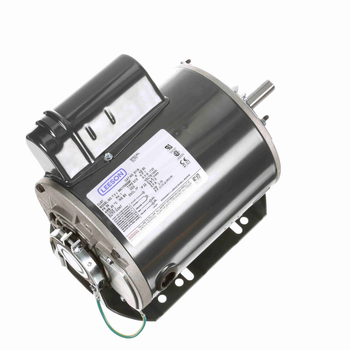 LEESON General Purpose Motor, 1 HP, 1 Ph, 60 Hz, 115/230 V, 1800 RPM, 56 Frame, DP - S116