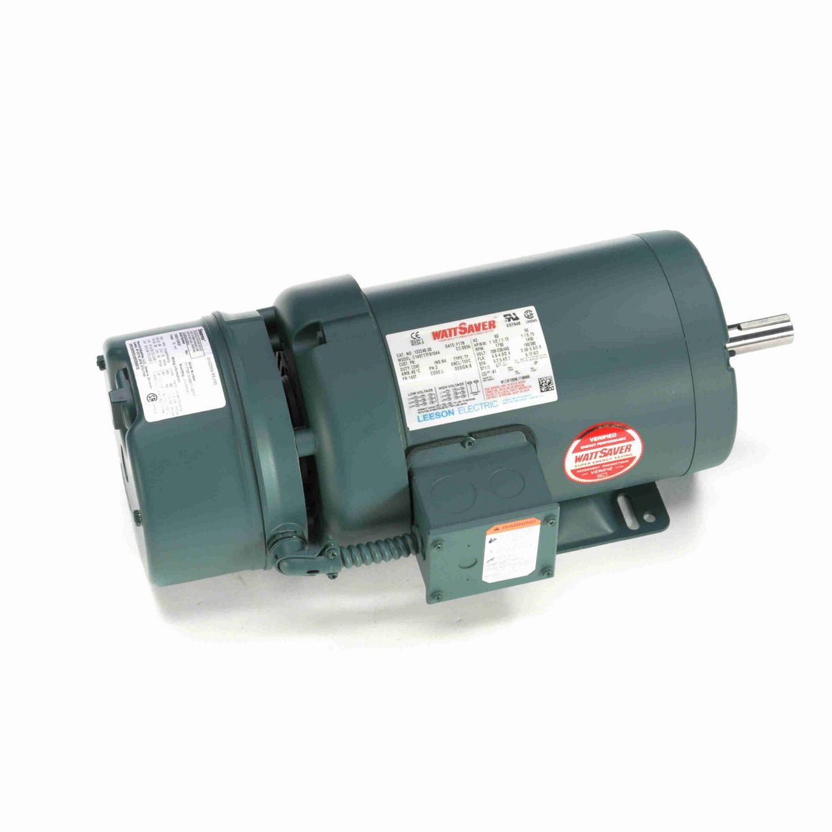 LEESON Brake Motor, 1.50 & 1 HP, 3 Ph, 60 & 50 Hz, 230/460 & 190/380 V, 1800 & 1500 RPM, 145T Frame, TEFC - 122246.00