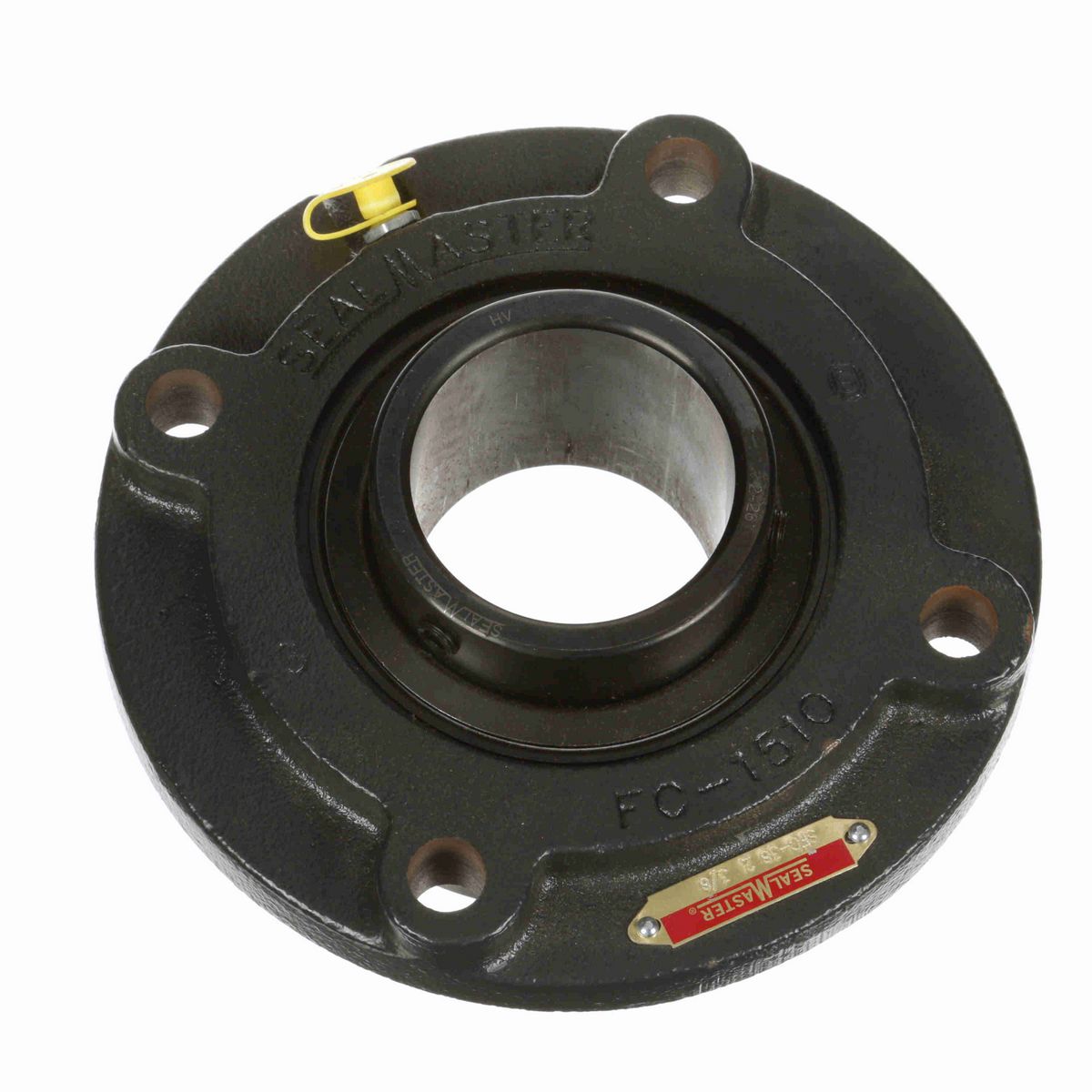 Sealmaster Mounted Cast Iron Flange Cartridge Ball Bearing - 52100 Bearing Steel, Black Oxided - Setscrew Lock - SFC-38
