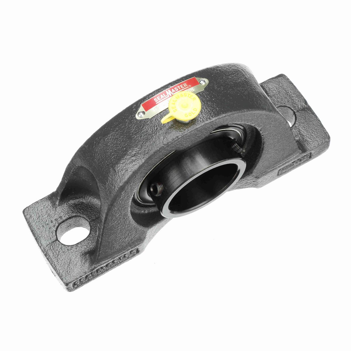 Sealmaster Mounted Cast Iron Two Bolt Pillow Block Ball Bearing - 52100 Bearing Steel, Black Oxided - Setscrew Lock - NP-210