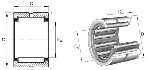 Игольчатый роликовый подшипник HGF NK15/16