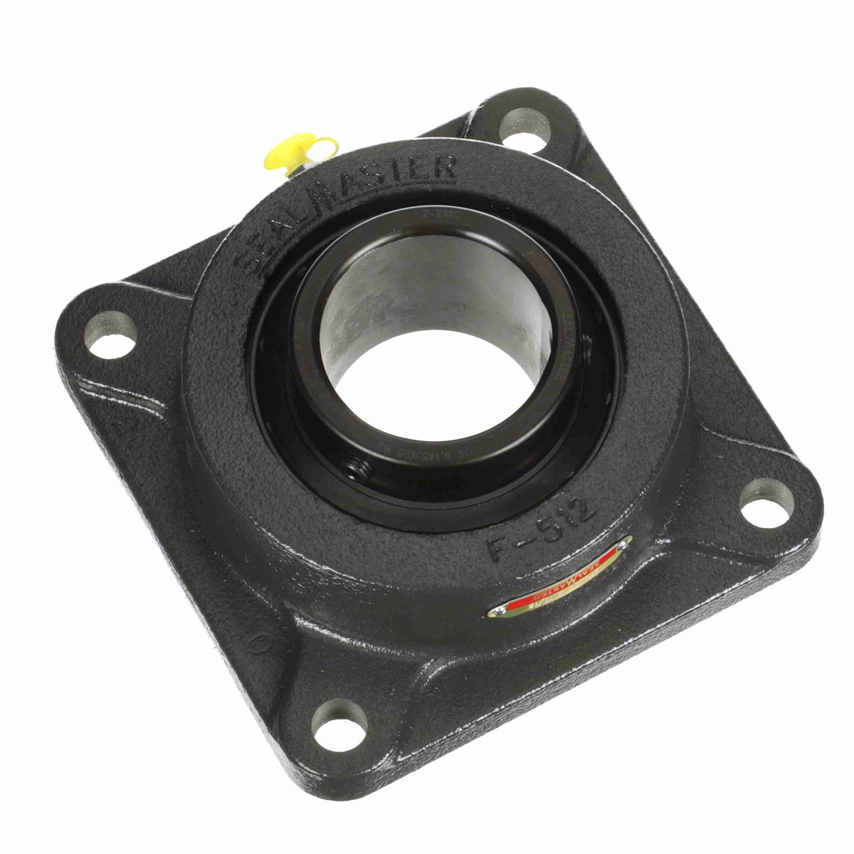 Sealmaster Mounted Cast Iron Four Bolt Flange Ball Bearing - 52100 Bearing Steel, Black Oxided - Setscrew Lock - SF-43C