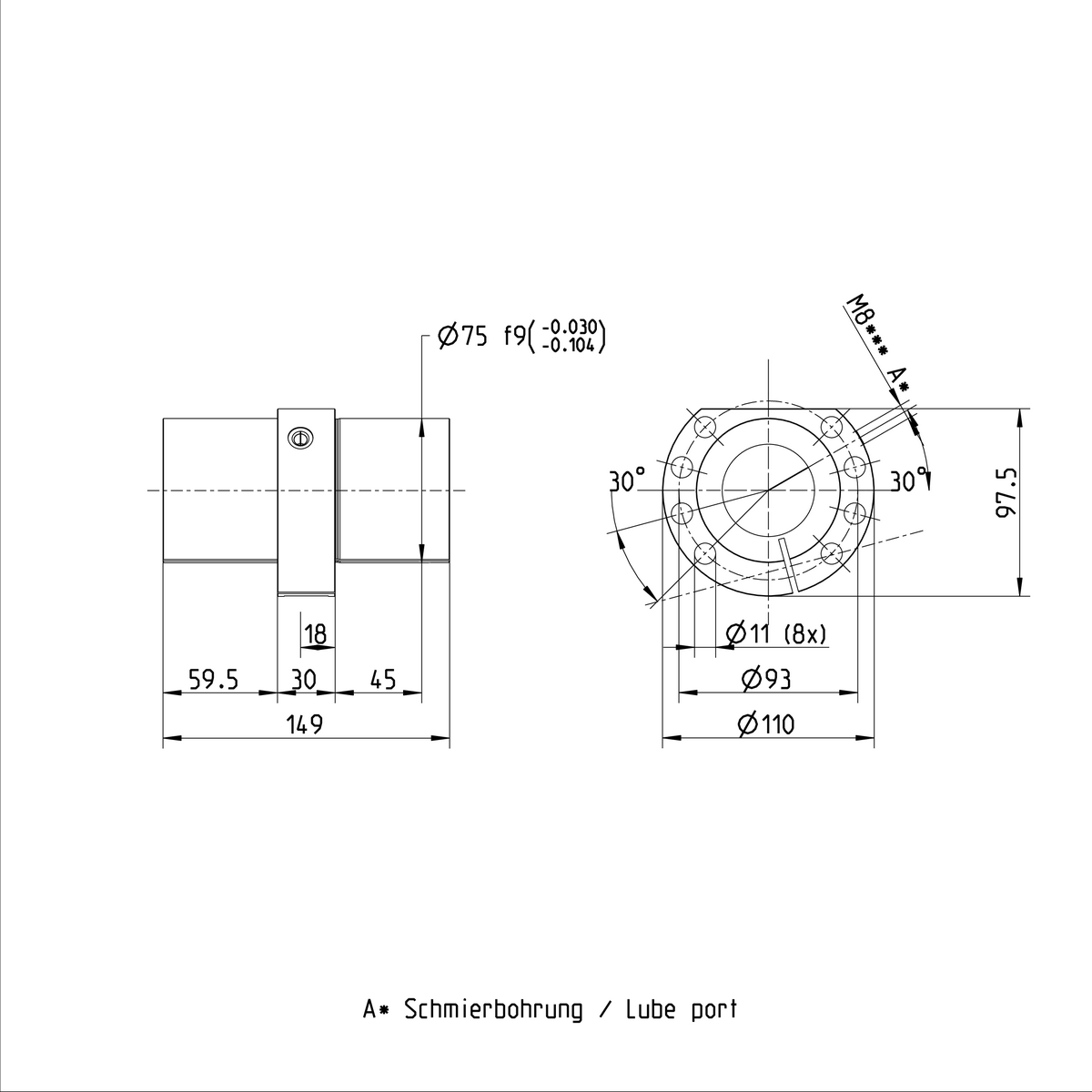 Одинарная гайка с регулируемым предварительным натягом Bosch Rexroth SEM-E-C 50X40RX6,5-3 [R151259055]