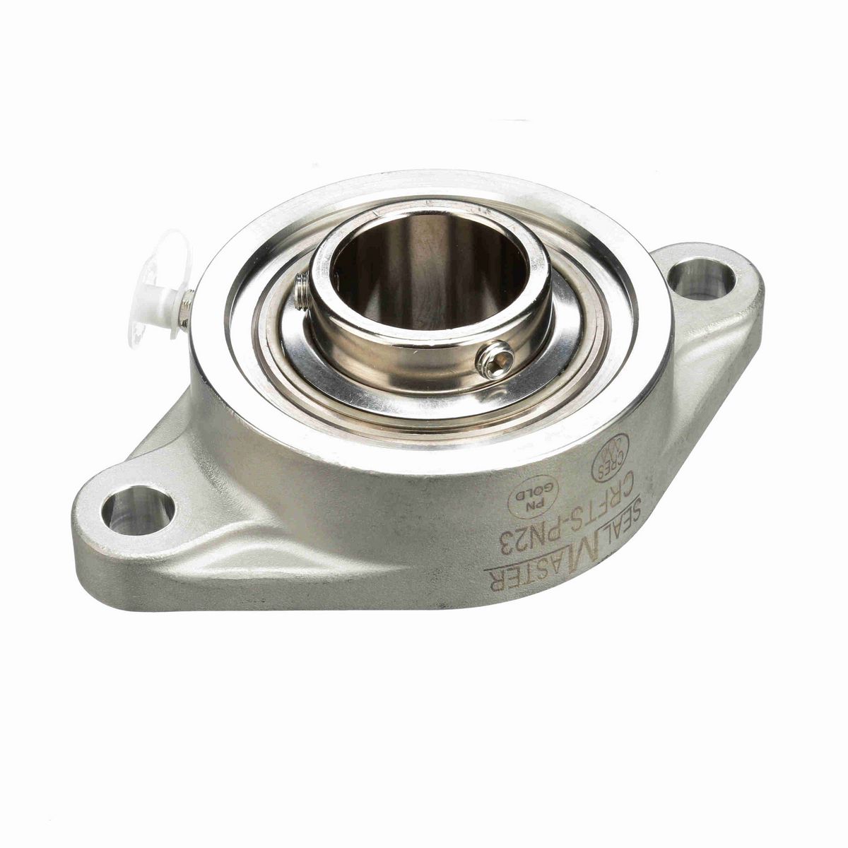 Sealmaster Mounted Stainless Steel Two Bolt Flange Ball Bearing - 52100 Bearing Steel, Phosphorus Nickel Coated - Setscrew Lock - Corrosion Resistant - CRFTS-PN23