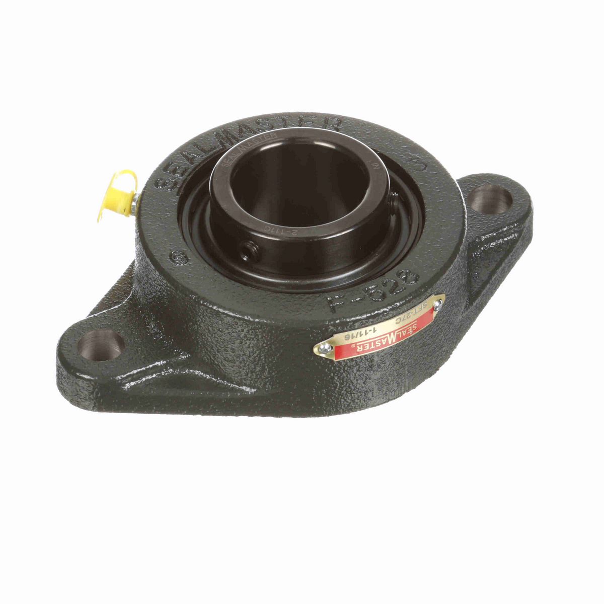 Sealmaster Mounted Cast Iron Two Bolt Flange Ball Bearing - 52100 Bearing Steel, Black Oxided - Setscrew Lock - SFT-27C