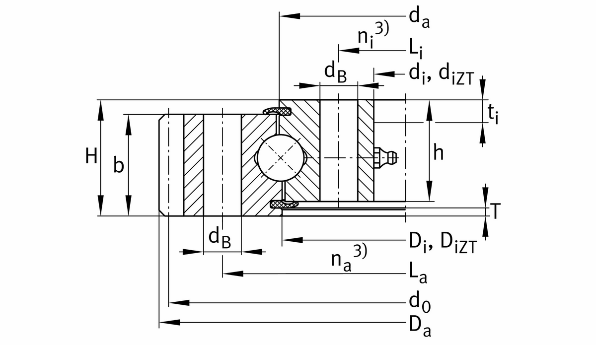 Опорно-поворотное устройство, подшипник с четырехточечным контактом, зубчатый венец на наружном кольце INA VA250309-N-ZT