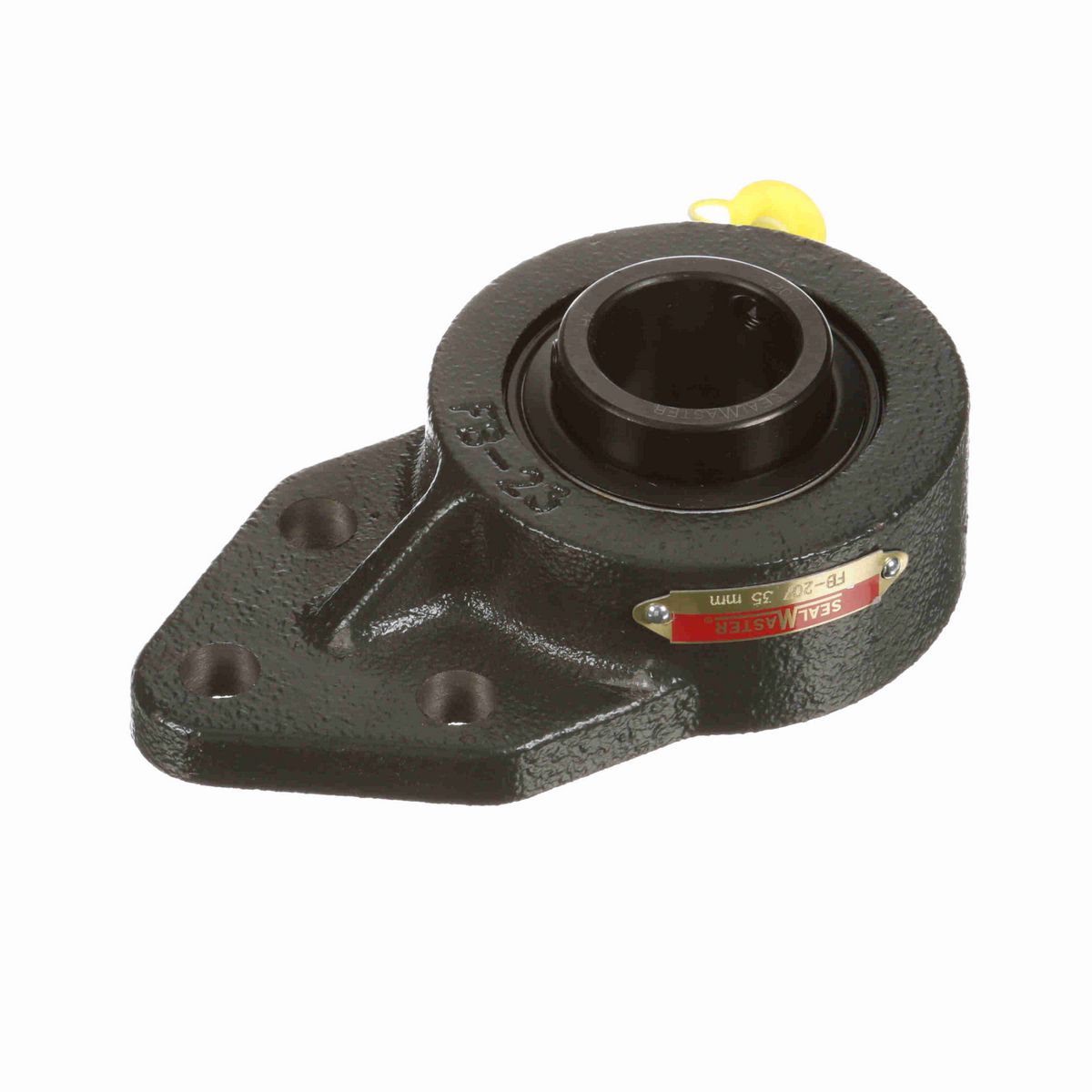 Sealmaster Mounted Cast Iron Three Bolt Flange Bracket Ball Bearing - 52100 Bearing Steel, Black Oxided - Setscrew Lock - FB-207