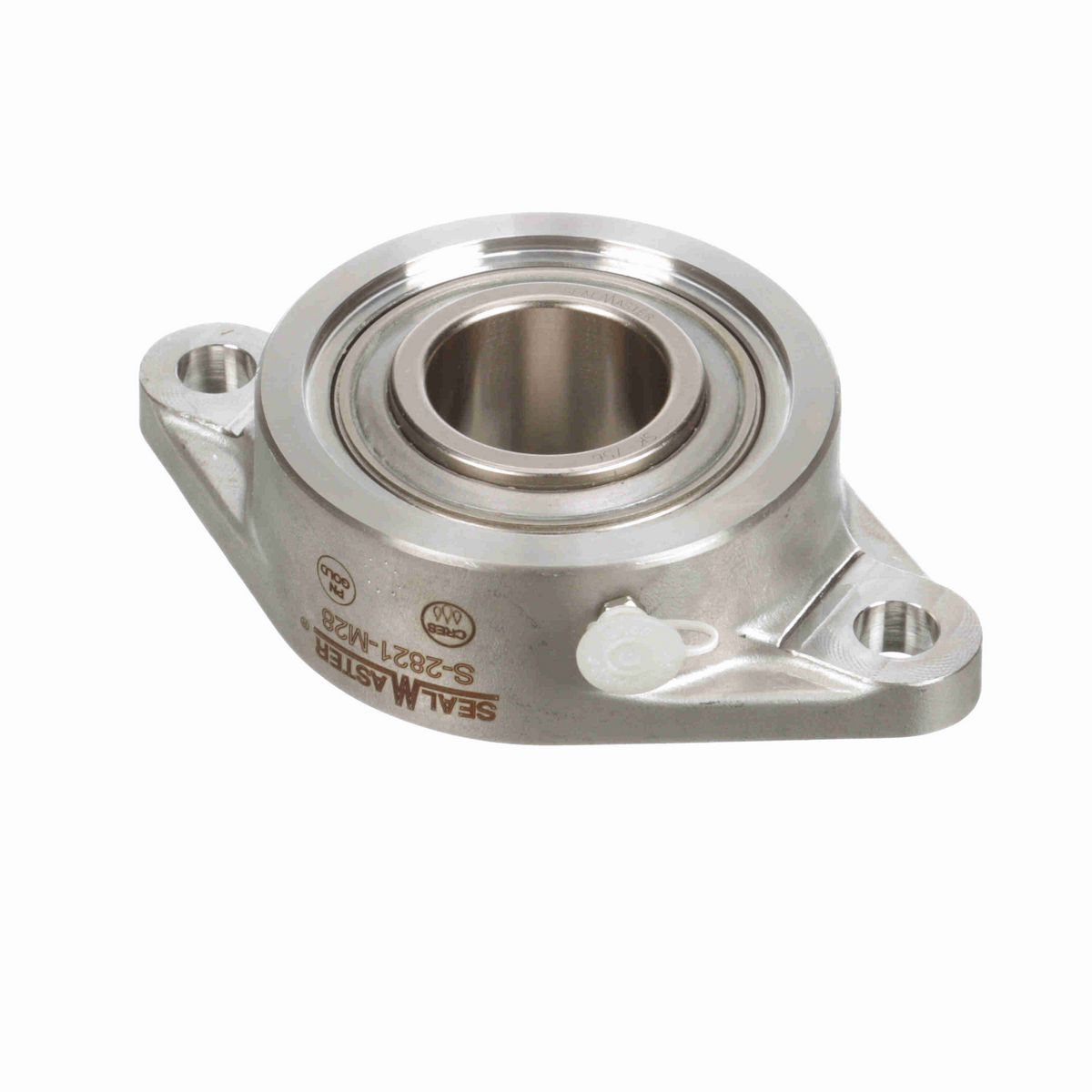 Sealmaster Mounted Stainless Steel Two Bolt Flange Ball Bearing - 52100 Bearing Steel, Phosphorus Nickel Coated - Lock - Corrosion Resistant - S-2821-M28