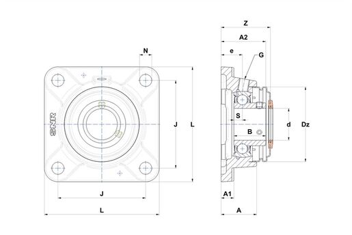 Фланцевый подшипниковый узел SNR USFE205-15T04CC