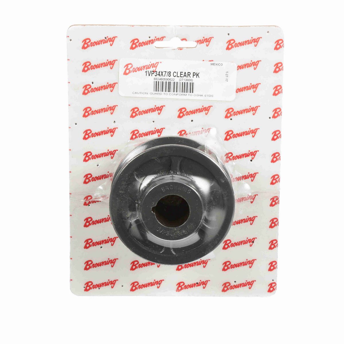 Browning 1 Groove Cast Iron Finish Bore FHP Variable Pitch Sheave Clear Pack - 1VP34X7/8 CLEAR PK