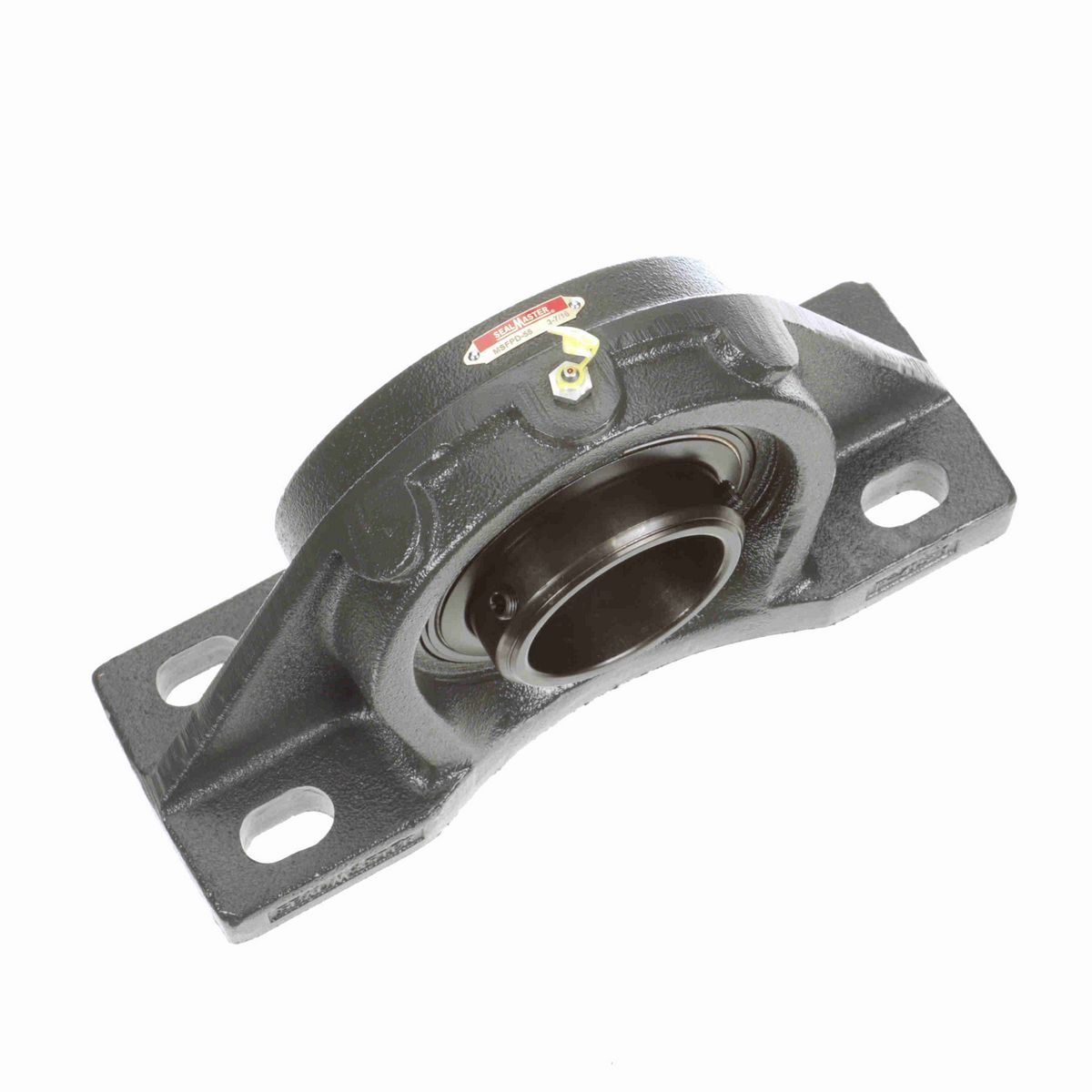 Sealmaster Mounted Cast Iron Four Bolt Pillow Block Ball Bearing - 52100 Bearing Steel, Black Oxided - Double Setscrew Lock - MSFPD-55