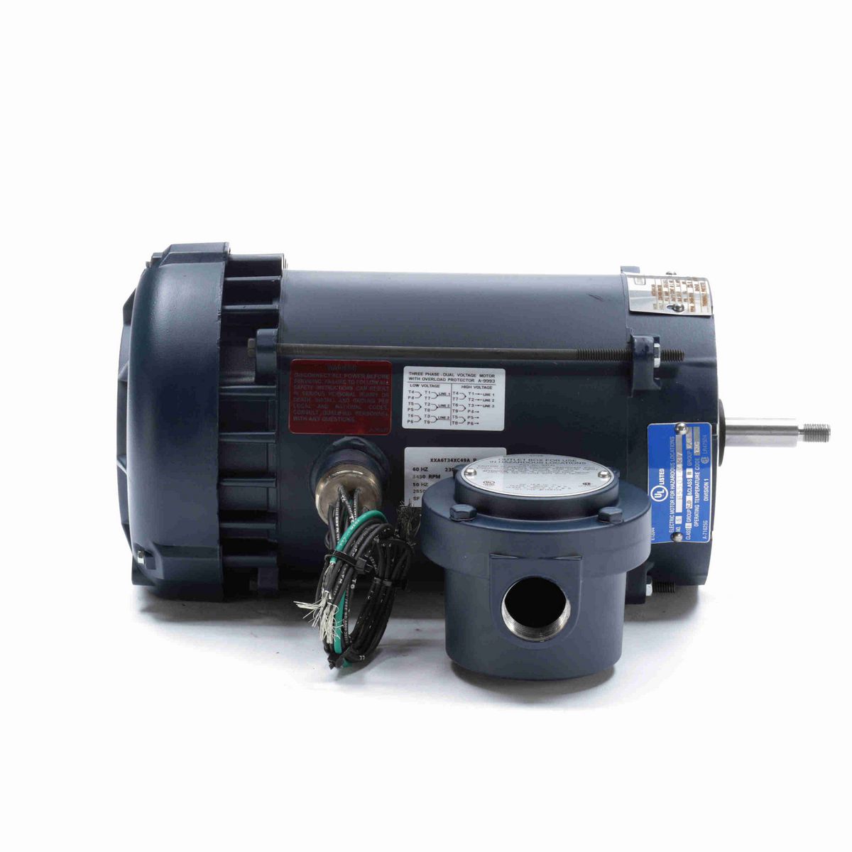 LEESON Explosion Proof Motor, 1 & 0.75 HP, 3 Ph, 60 & 50 Hz, 230/460 & 190/380 V, 3600 & 3000 RPM, 56J Frame, EPFC - 119424.00