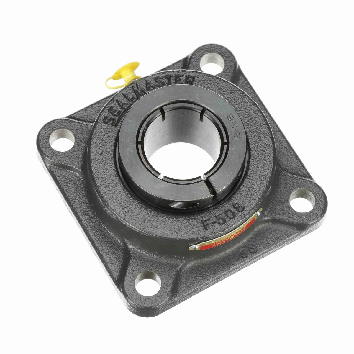 Sealmaster Mounted Cast Iron Four Bolt Flange Ball Bearing - 52100 Bearing Steel, Black Oxided - Concentric Lock - SF-28TC