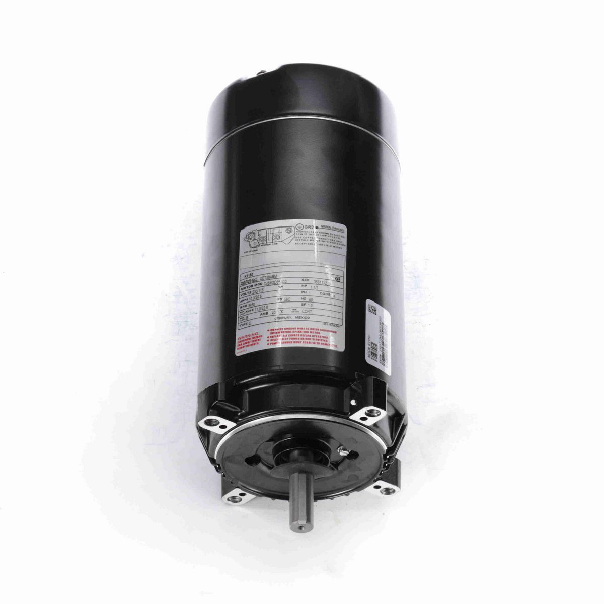 Century Jet Pump Motor, 1 1/2 HP, 1 Ph, 60 Hz, 230/115 V, 3600 RPM, 56C Frame, ODP - K1150