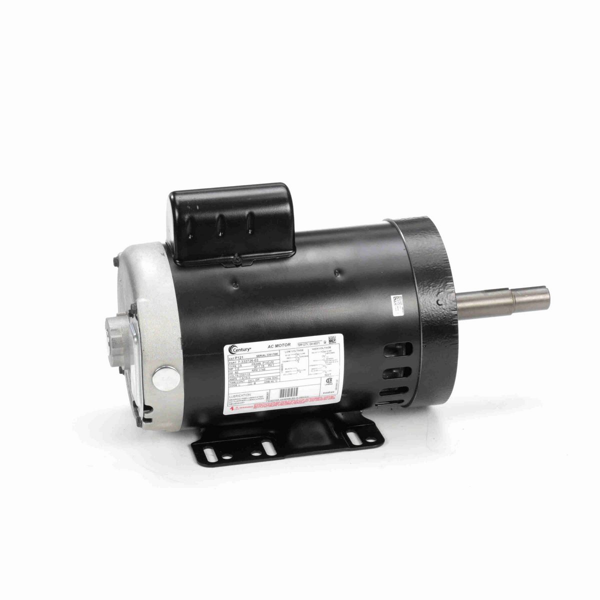 Century Close-Coupled Pump Motor, 1.0 HP, 1 Ph, 60 Hz, 230/115 V, 1800 RPM, P143JM Frame, DP - P121