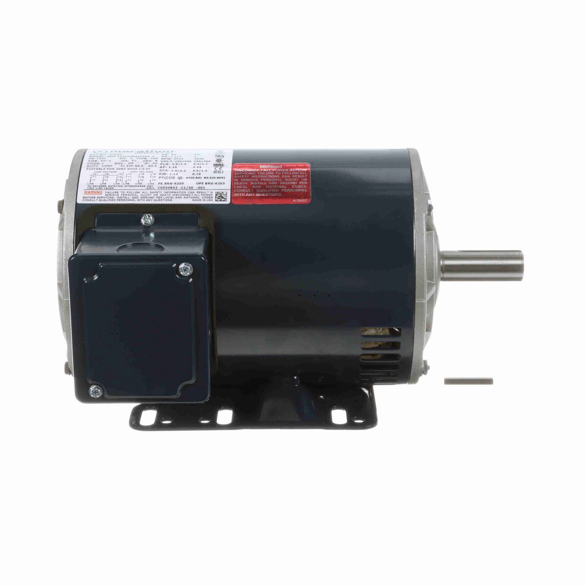 LEESON General Purpose Motor, 1.50 & 1 HP, 3 Ph, 60 & 50 Hz, 230/460 & 190/380 V, 3600 & 3000 RPM, 143T Frame, DP - E783A