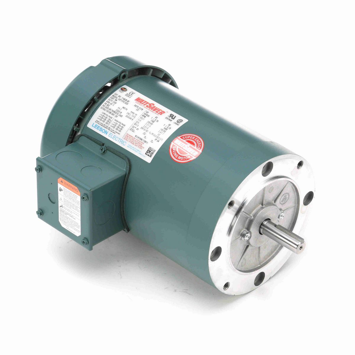LEESON General Purpose Motor, 1 & 1 HP, 3 Ph, 60 & 50 Hz, 230/460 & 190/380 V, 1800 & 1500 RPM, 56C Frame, TEFC - 114638.00