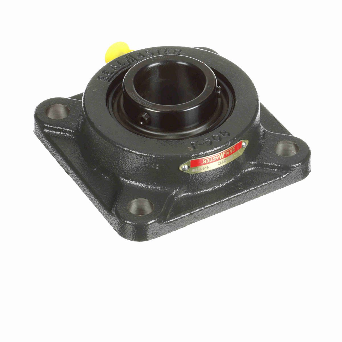 Sealmaster Mounted Cast Iron Four Bolt Flange Ball Bearing - 52100 Bearing Steel, Black Oxided - Setscrew Lock - SF-27C