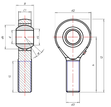 Шарнирная головка Askubal Motorsport series K, type KA-400, KAL 14-402 [101102], наружная резьба, требующая обслуживания
