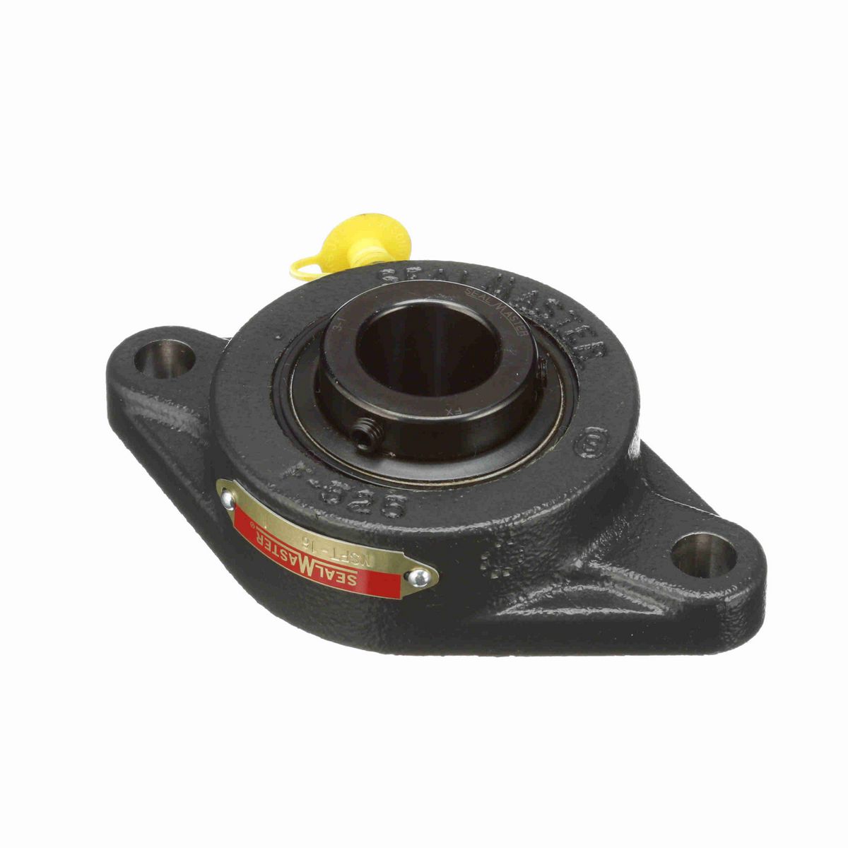 Sealmaster Mounted Cast Iron Two Bolt Flange Ball Bearing - 52100 Bearing Steel, Black Oxided - Setscrew Lock - MSFT-16