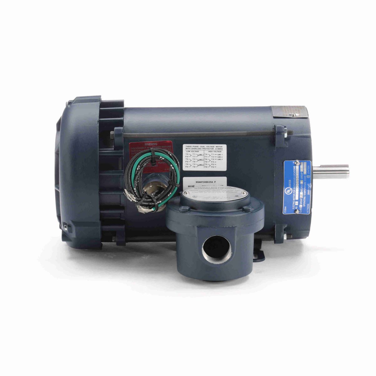 LEESON Explosion Proof Motor, 1 & 0.75 HP, 3 Ph, 60 & 50 Hz, 230/460 & 190/380 V, 3600 & 3000 RPM, 56C Frame, EPFC - 119436.00