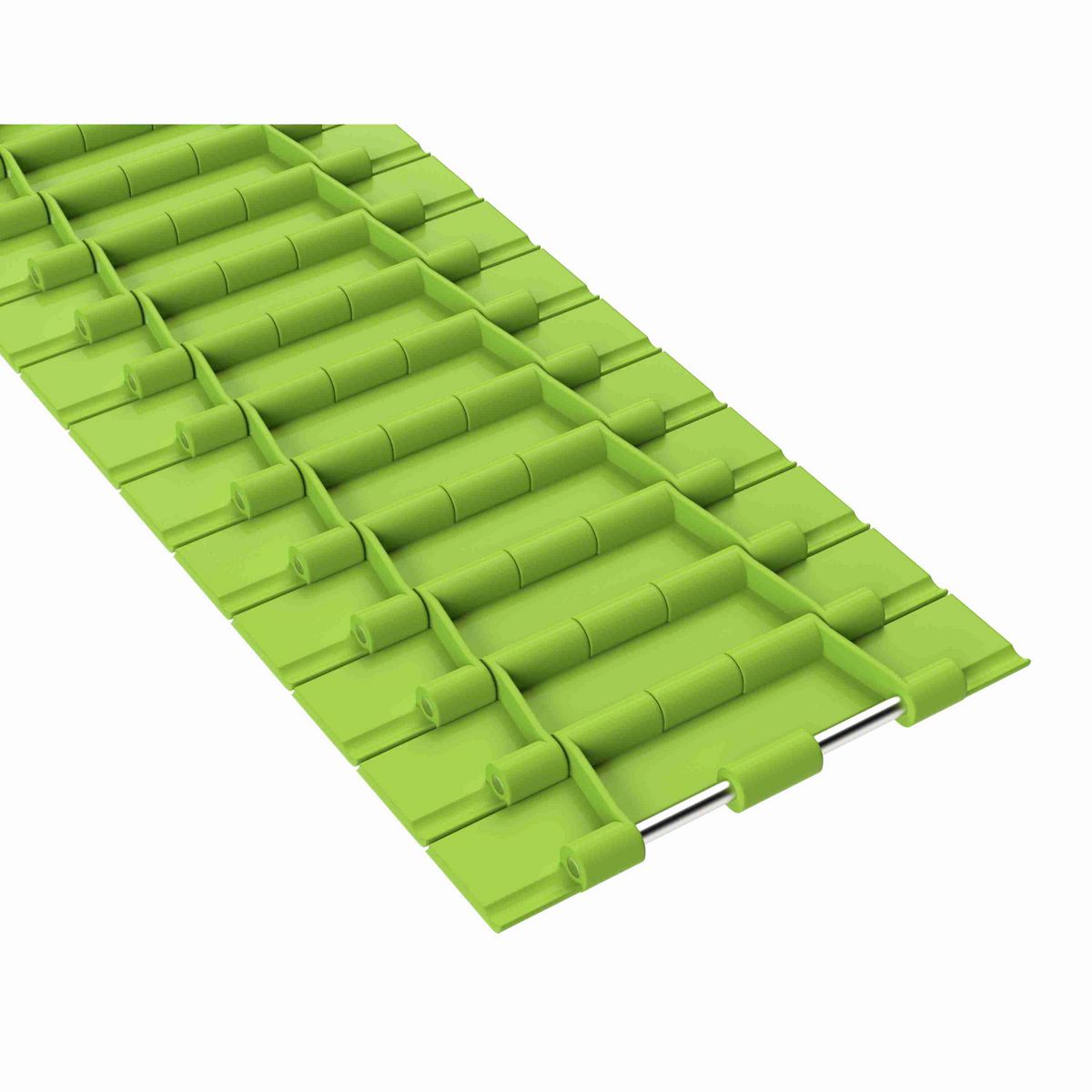 Rexnord 821 Straight Running Solid Top, Material: Bright Lime-Green Dry PET Low Friction, Width: 7.5in, Pitch: 1.5in - 10483795