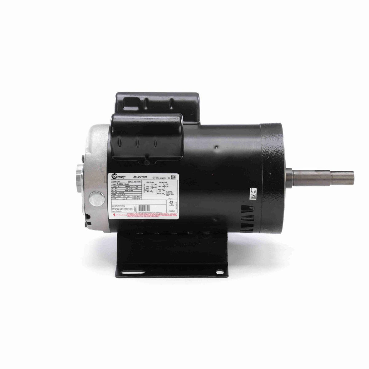 Century Close-Coupled Pump Motor, 2.0 HP, 1 Ph, 60 Hz, 230/115 V, 1800 RPM, Y182JM Frame, DP - P137