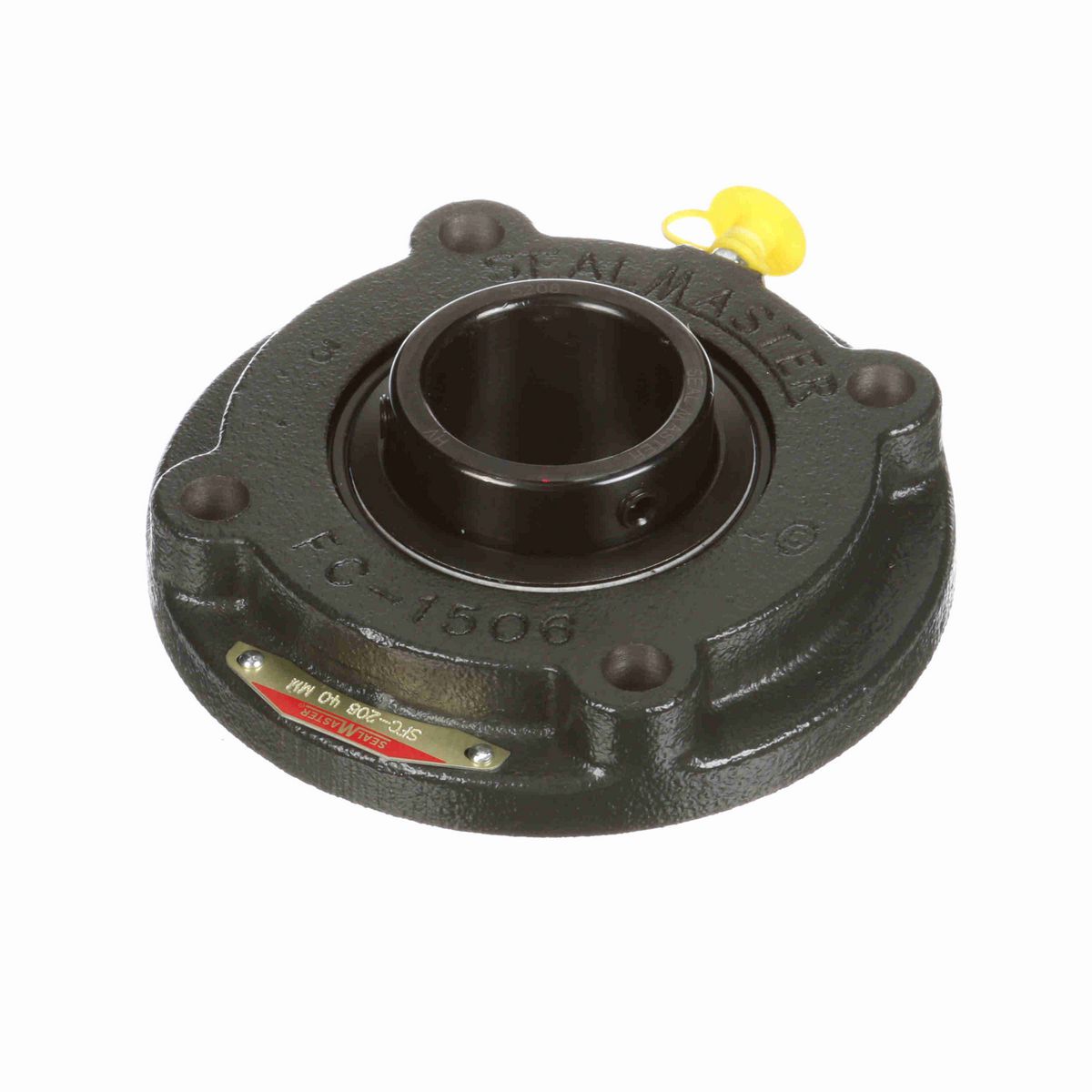 Sealmaster Mounted Cast Iron Flange Cartridge Ball Bearing - 52100 Bearing Steel, Black Oxided - Setscrew Lock - SFC-208