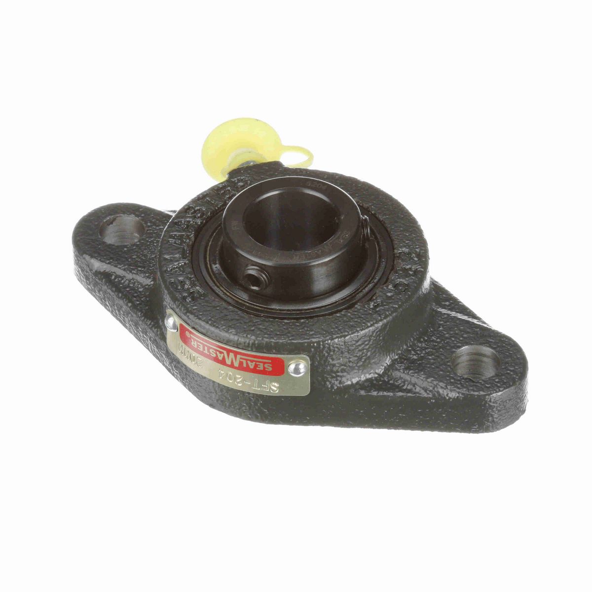 Sealmaster Mounted Cast Iron Two Bolt Flange Ball Bearing - 52100 Bearing Steel, Black Oxided - Setscrew Lock - SFT-204