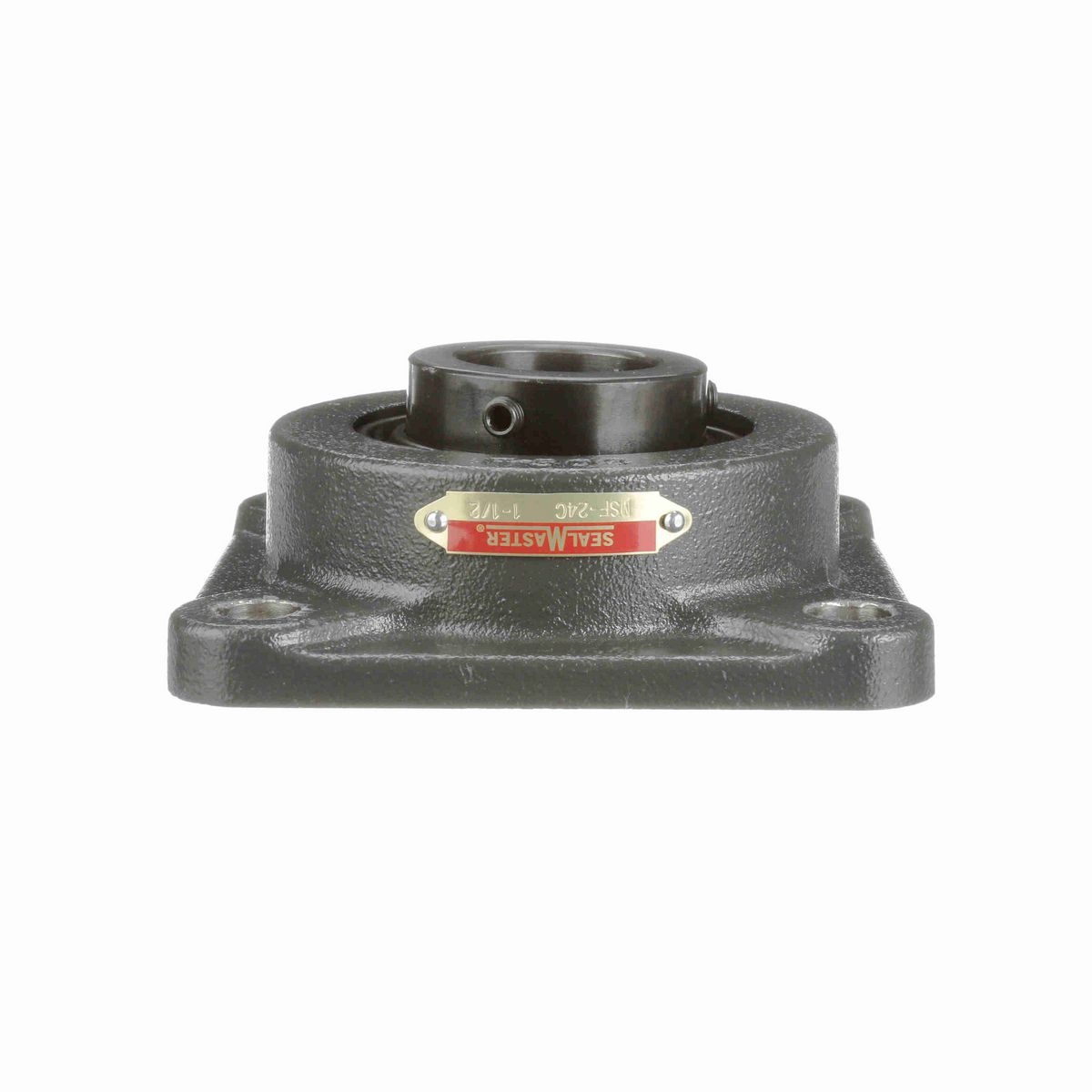 Sealmaster Mounted Cast Iron Four Bolt Flange Ball Bearing - 52100 Bearing Steel, Black Oxided - Setscrew Lock - MSF-24C